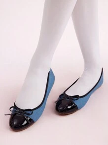 CUCCOO DOLLMOD Women Bowknot Decorated Simple Daily Flat Shoes - Blue - View 5