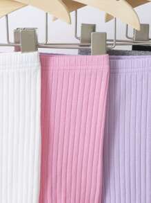 SHEIN Baby Girl 5pcs Knitted Solid Color Elastic Waist Shorts Set, Casual - Light Grey - View 7