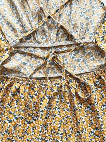 Soleia Vestido de tirantes descubiertos estampado floral en veraniego estilo desenfadado con lazo para vacaciones de verano - Blanco - Ver 4