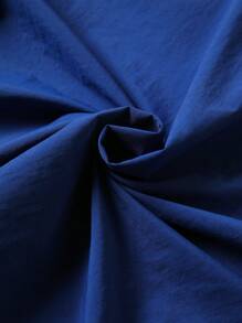 SHEIN 青少年男孩戶外運動短袖拉鍊藍色上衣，適用於露營和徒步旅行