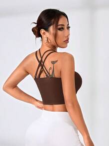 SHEIN Velisys Sport BH Tank Top für Damen in einfacher einfarbiger Farbe für den täglichen Gebrauch - Verschiedenfarbig - Übersicht 7