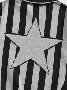 ROMWE MEN Lässig Pullover für Männer mit gestricktem Buchstabe Muster am Polokragen, geeignet für den täglichen Gebrauch im Frühling und Sommer