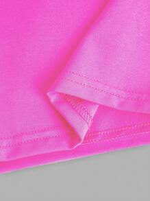 SHEIN 6pcs Basic Solid Color Knit  Shorts For Tween Girls Extended Sizes, Spring/Summer - Multicolor - View 9