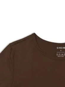 INAWLY Camiseta crop unicolor fruncido lateral