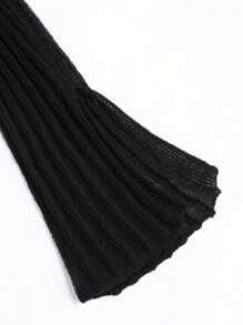 INAWLY Tie Front Crop Cardigan - Black - View 3