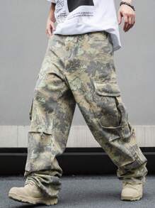 Manfinity Roghcode Men's Casual Jeans With Allover Print Design And Pockets - Multicolor - View 5