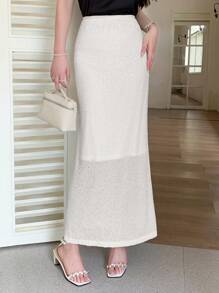 DAZY Women's Straight Sequin Skirt - White - View 3