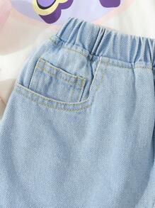 Saia Jeans Confortável e Macia para Menina Jovem com Patchwork Casual para Férias