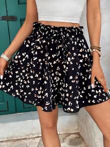 Breezaya Summer A-Line Leopard Print Elastic Waist Women's Shorts