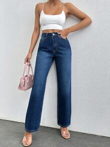 EURMUSE 女士直筒休閒牛仔褲