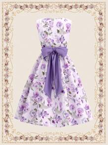 Vintamour Abiti vintage eleganti per donne taglie forti, con motivo jacquard a rose e fiocco, adatti per vacanza/festa, vestiti estivi da donna, vestiti da cerimonia, per laurea, per matrimonio come ospiti, abiti leggeri da donna per vacanze, abiti estivi da donna, abiti eleganti e formali per donne, abiti da Pasqua, di compleanno, da cerimonia