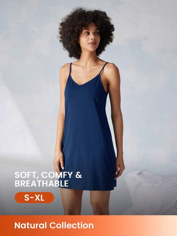 LUVLETTE Femei sexy din bumbac moale, albastru închis, lenjerie intimă, rochie lungă de pijama, lenjerie intimă, rochie de seară Babydoll
