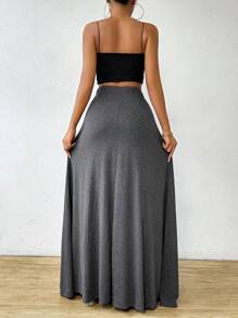Rafferiza Jupe unie simple pour un port quotidien, automne - Gris foncé - Voir 2