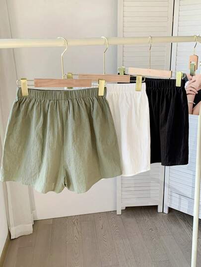 Comfortcana 3件套格子女式短裤，简约日常穿着