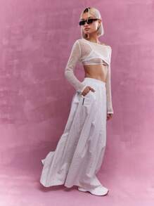 MISSGUIDED Textured Striped Maxi Skirt