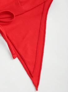 EgrlEra 不对称下摆细肩带上衣和百褶裙两件套，夏季 Y2K 装圣诞节节日派对礼服，适合新年服装 - 紅色 - 查看 3