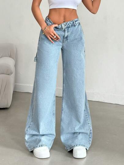 LOW WAIST WIDE LEG CUT Y2K STYLE
