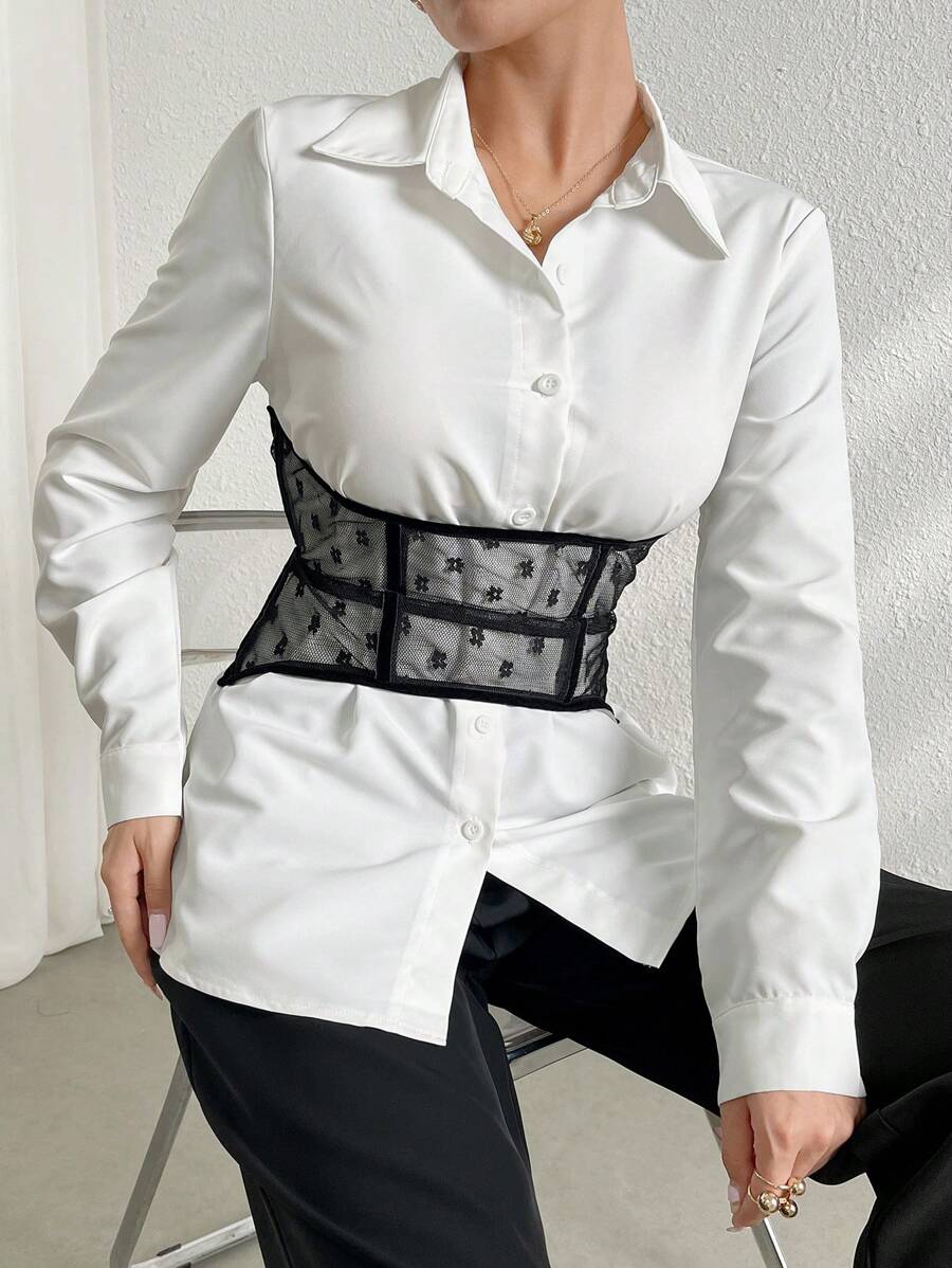 Mulvari Women's Casual Simple Daily Long Sleeve Shirt Fall Cloth For Women - White - View 1