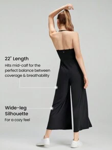GLOWMODE Modal Treasures Wide-Leg Adjustable Jumpsuit Light Support Yoga Studio Gym Daily - Black - View 2