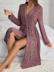 Comfortable Floral Grey Fabric Women's Bathrobe PerfectSummer
