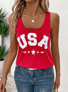 EMERY ROSE Red Women Letter Print Tank Top - Red - View 6