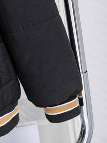 Tween Boy Sports Baseball Padded Coat Hooded 2 In 1 Padded Coat - Black - View 4