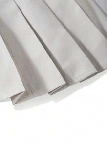 Teen Girls Woven Asymmetric + Pleated Navy Collar Dress