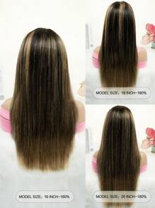 蜜金色挑染无胶假发真人发质直发巴西式 13x4 蕾丝前部假发女士彩色 1B/27 渐变色黑色和金色全额渐变假发预剪透明蕾丝自然发际线 - SNATURAL/27 - 查看 5