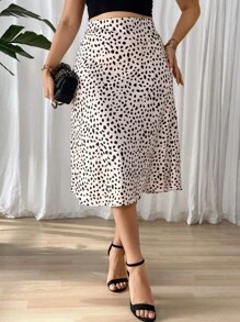 Elenzga Plus Size Printed Casual Daily Wear Skirt