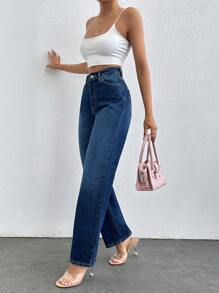 EURMUSE 女士直筒休閒牛仔褲