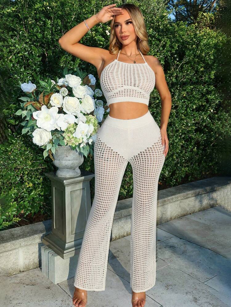 Two-Piece Beach Summer Halter Neck Cover Up Set