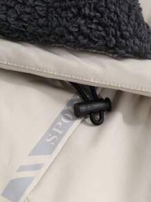 DAZY Men's Hooded Letter Print Padded Coat, Winter Jacket - Khaki - View 10