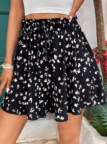 Breezaya Summer A-Line Leopard Print Elastic Waist Women's Shorts
