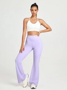 Lifespree Women's Solid Color High Waist Flared Yoga Pants