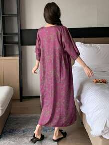 DAZY 花卉轮廓全身印花宽松睡裙，适合秋季睡衣