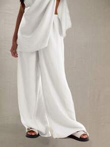 Melissa Matos بنطلون ذو خصر مرن مصنوع من قماش الكتان ذو إحساس منسوج، مناسب للموسم الصيفي والربيعي ، بوهو، أنيق، كاجوال، ليلة السهرة، جميل - أبيض - مشاهدة 5