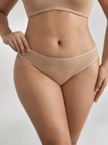 大碼素色簡約風內褲 - 杏色 - 查看 1