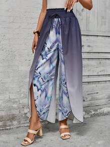 EMERY ROSE Women's Gradient Wave Abstract Pattern Casual Summer Beach Vacation Long Pants - Multicolor - View 3