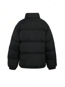 DAZY Winter Men's Letter Print Padded Coat Jacket - Black - View 11