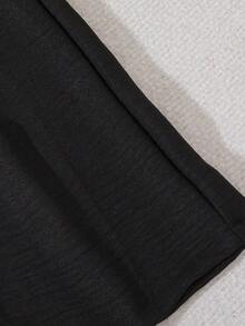 SHEIN Tween Girl's Casual High Waist Wide Leg Pants - Black - View 3