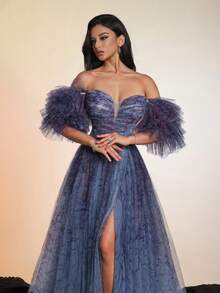 Nouvelle arrivée Robe de soirée élégante et tendance. Robe de bal, de cérémonie, de mariage pour invités. Convient pour la remise des diplômes, le dîner - Bleu azur - Voir 8