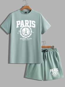 Aesthetic Post 男士常規尺寸綠色針織T恤套裝