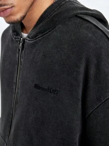 Manfinity VCAY Men's Loose Fit Hooded Knitted Jacket, Fry Snow Pattern Design