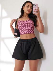 Y2K Street Elastic High Waist Daily Casual Bloomer Mini Shorts