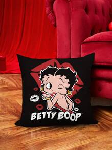 Betty Boop | ROMWE Cartoon Characters And Letter Printed Double-Sided Flannel Pillowcase - Multicolor - View 5