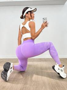 Mallas de entrenamiento de cintura alta sin costuras con estampado tie-dye para mujer