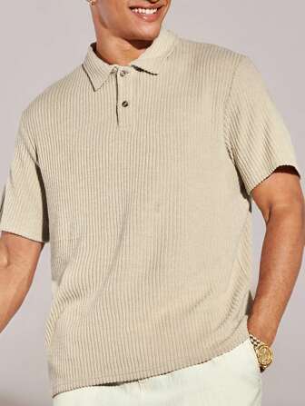 GENTILAND 男士素色條紋針織POLO衫