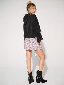 Leopard Print Knit Mini Skirt - Multicolor - View 3