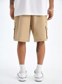 Manfinity NXTstreet Men's Loose Straight-Fit Shorts With Patch Pockets, Suitable For Summer - Khaki - View 5