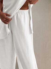 Melissa Matos بنطلون ذو خصر مرن مصنوع من قماش الكتان ذو إحساس منسوج، مناسب للموسم الصيفي والربيعي ، بوهو، أنيق، كاجوال، ليلة السهرة، جميل - أبيض - مشاهدة 7